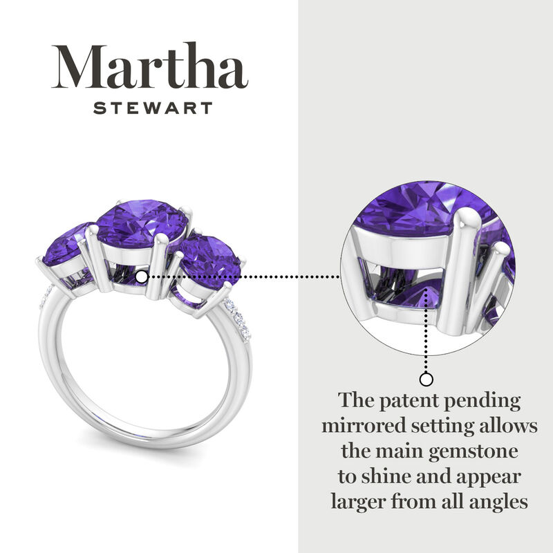 Martha Stewart 5ctw. Oval Amethyst & Lab Grown Diamond Three Stone Ring In Sterling Silver image number null